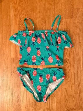 Hanna Andersson green Swimsuit with Pink & Navy Pineapple Print